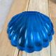 Vintage shell butter dish in silver-plated metal and blue glass – complete