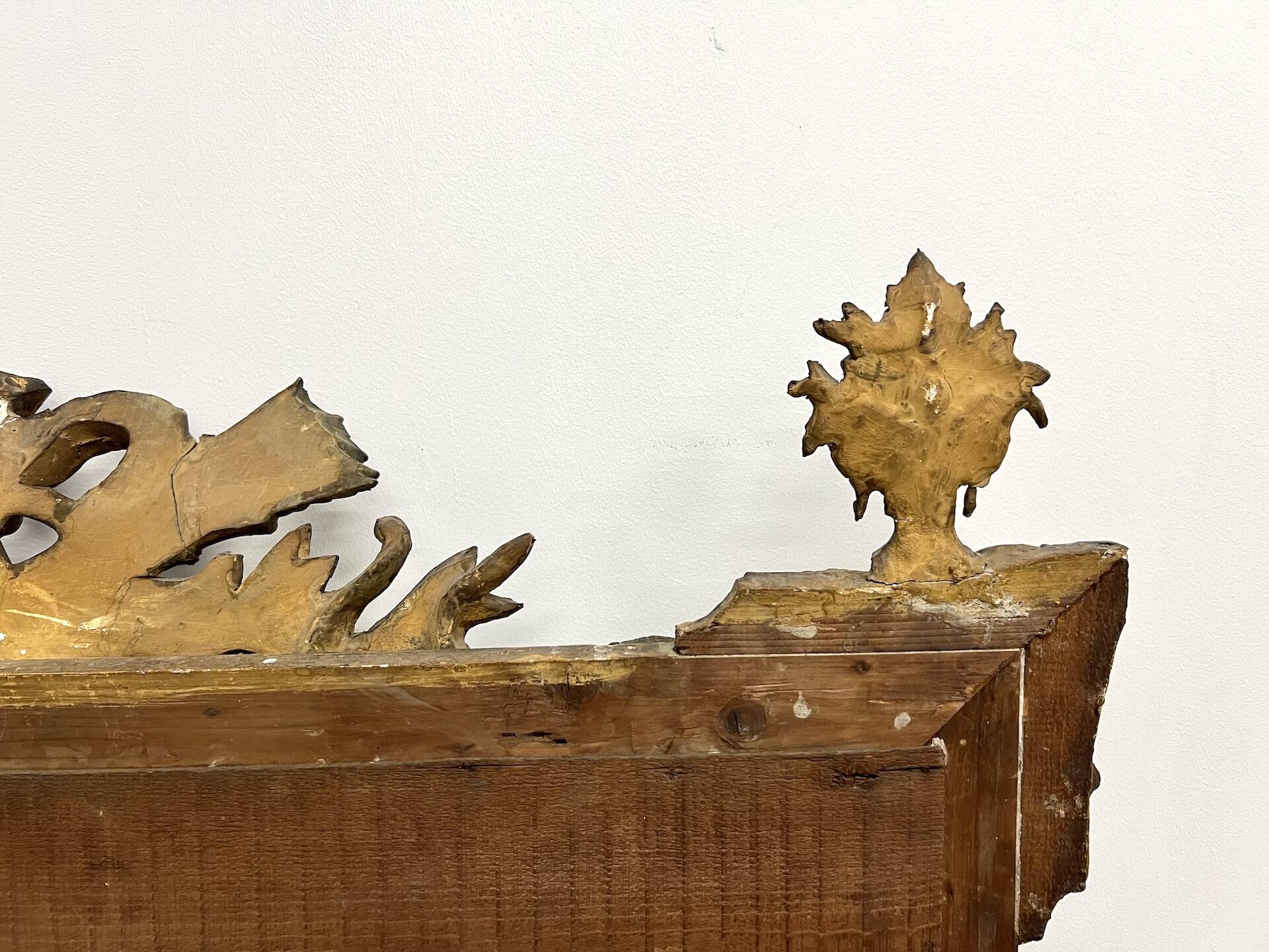 Large antique pediment mirror with parecloses