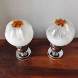 Paire de lampes mazzega 1970 verre de Murano