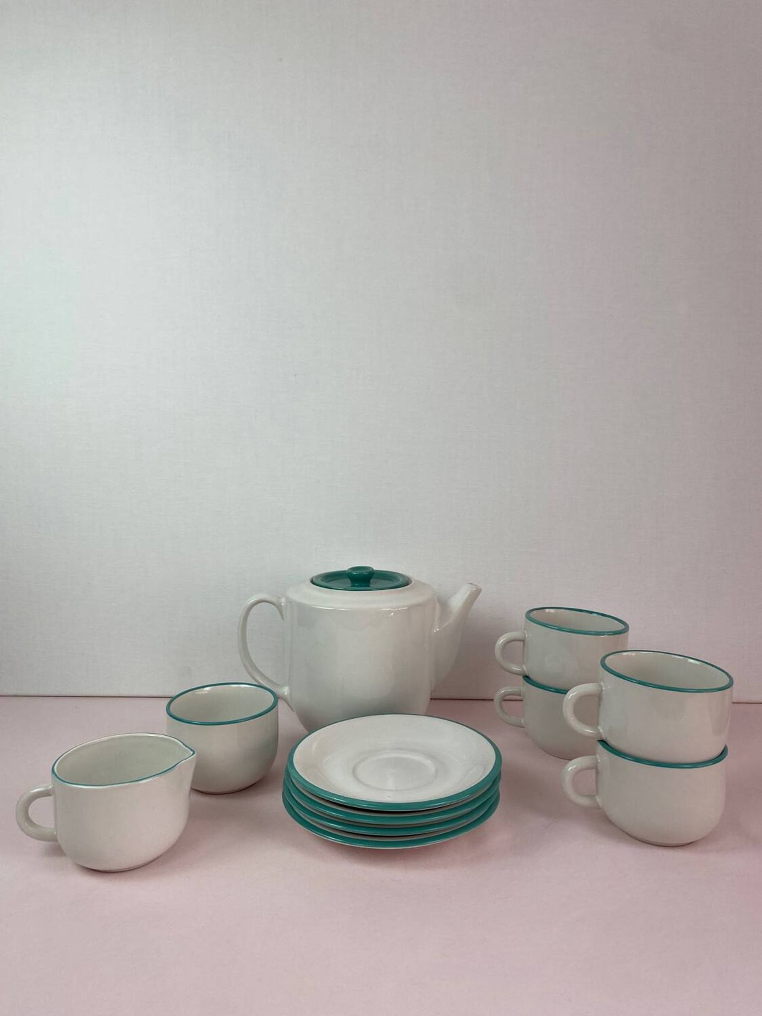 Service blanc et vert vintage