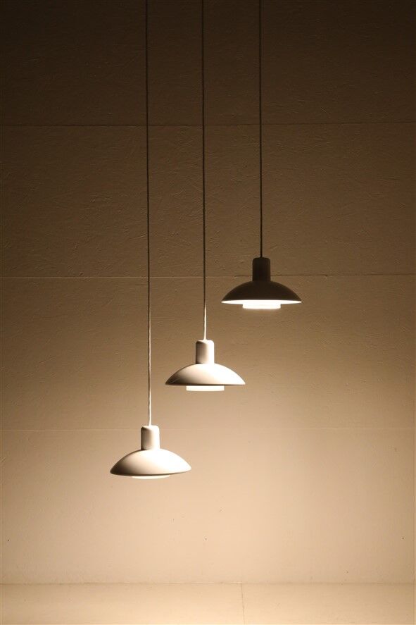 Set of 3 "Type 728" pendant lamps by E.S. Horn (Aalestrup) / 1980s / Danish modern design