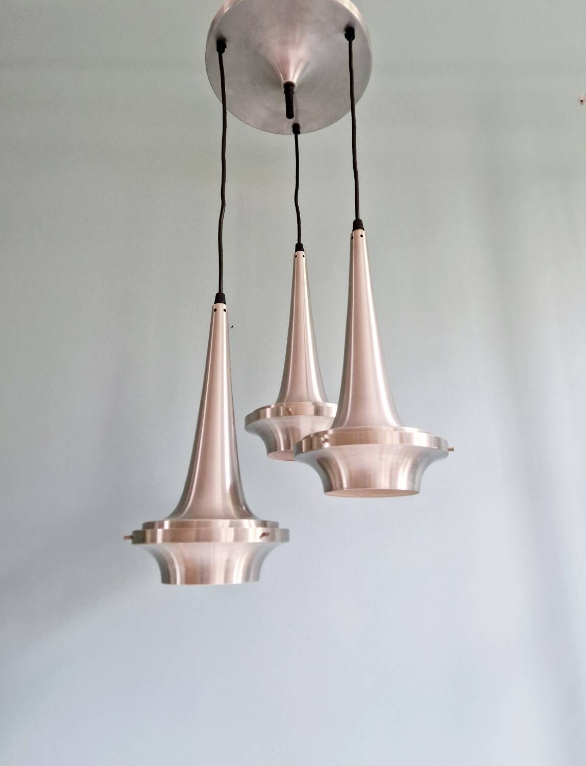 Lustre cascade Space Age en aluminium brossé, années 1960-70