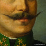 Old oil painting, portrait of a folkloric Austrian man, Vienna 1892.