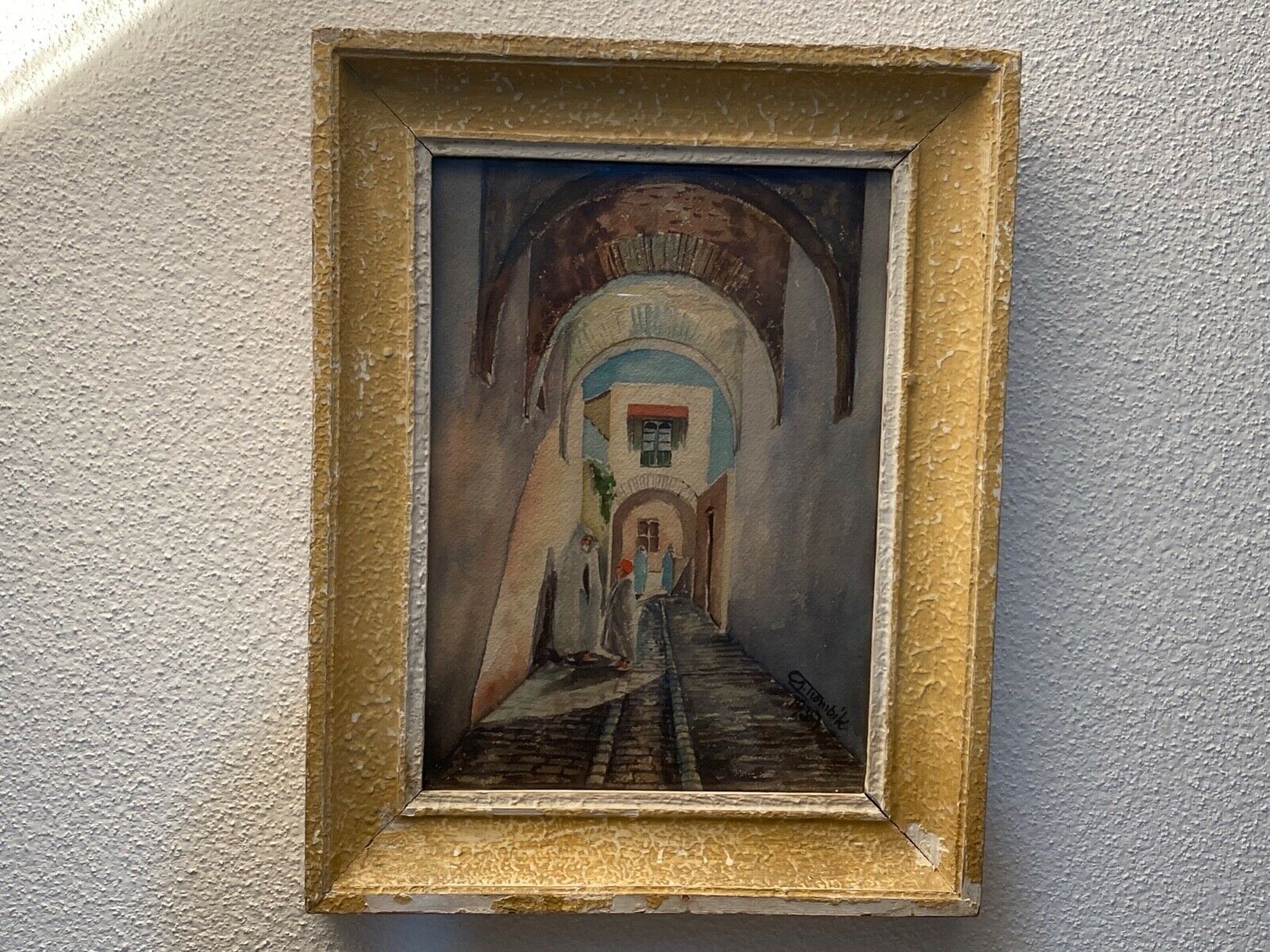 Orientalist painting watercolor tunisia north africa g-trombik 1939