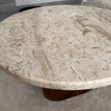 Travertine and wood table