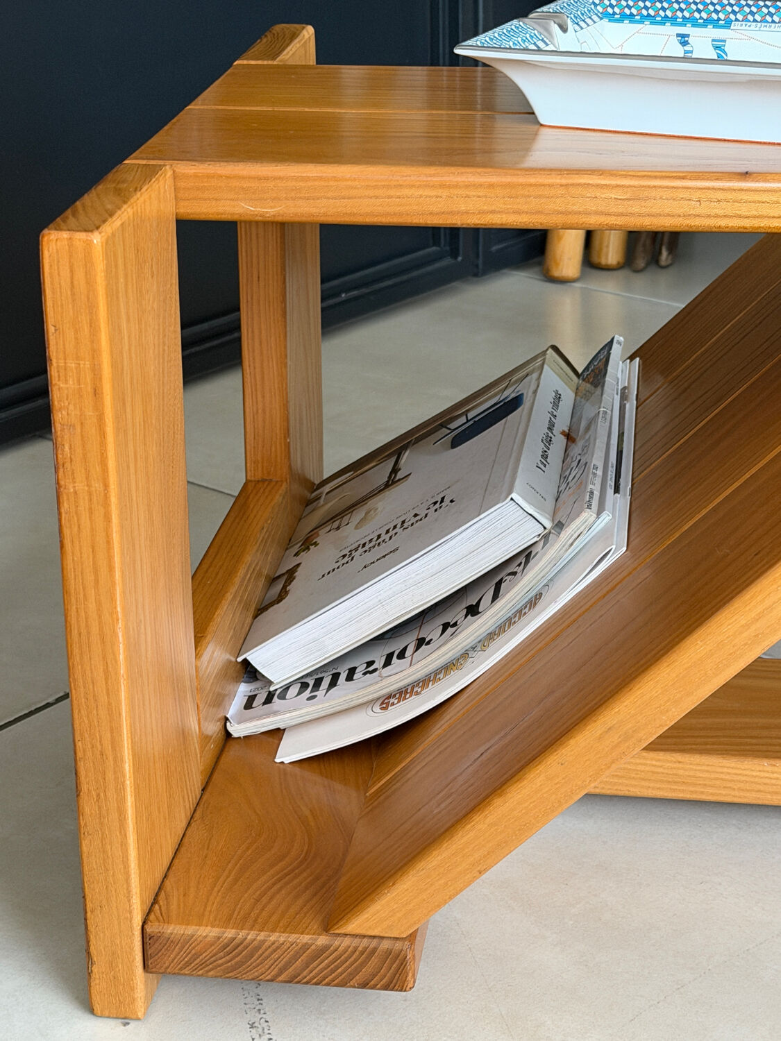 Table Basse Architecturale en Orme Massif vintage – Maison Regain