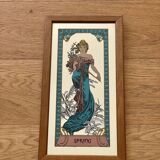 Set of 4 screen-printed Mirrors Mucha, the 4 seasons