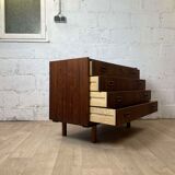 Wide chest of drawers 4 drawers Scandinavian vintage rosewood by A. Ahlström Osakeyhtiö Warkaus, 1960s