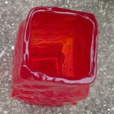 vintage brutalist red glass vase