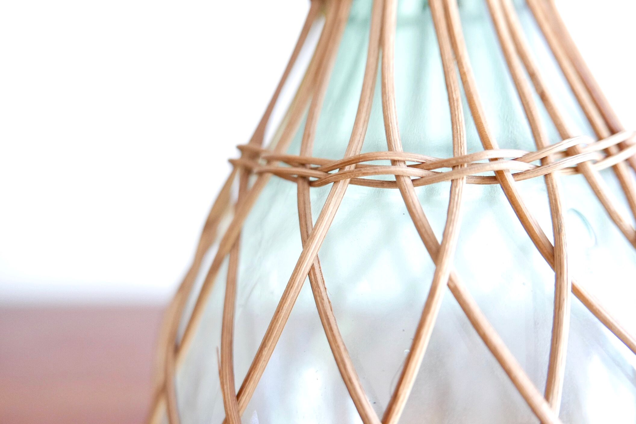 Demijohn glass covered with wicker, early 1960s