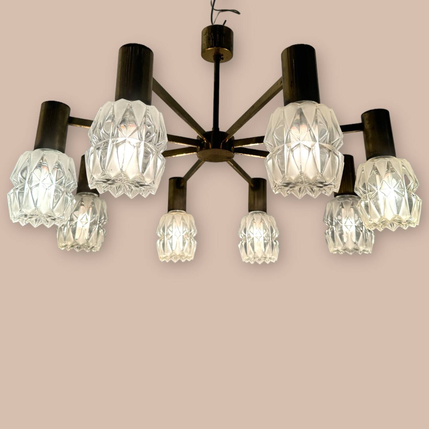 Brass Crystal Chandelier 1960’s