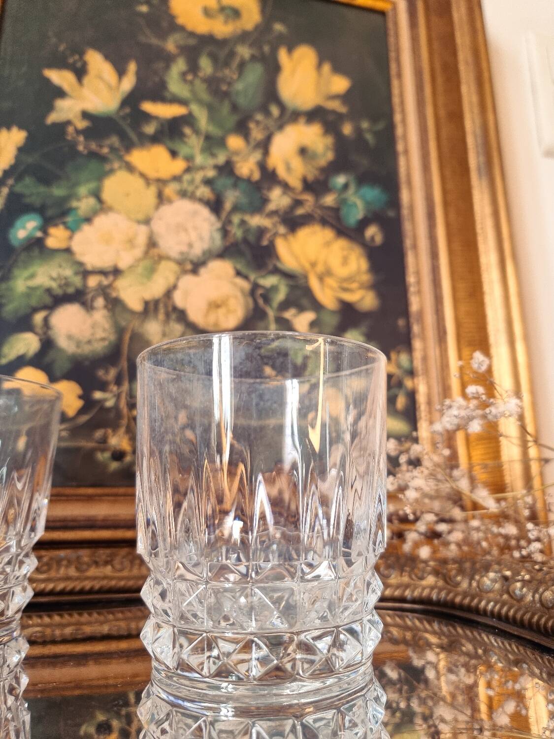 6 crystal water/whiskey glasses