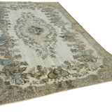 Handmade Hi-Low Pile Anatolian 1980s 195 cm x 283 cm Blue Rug