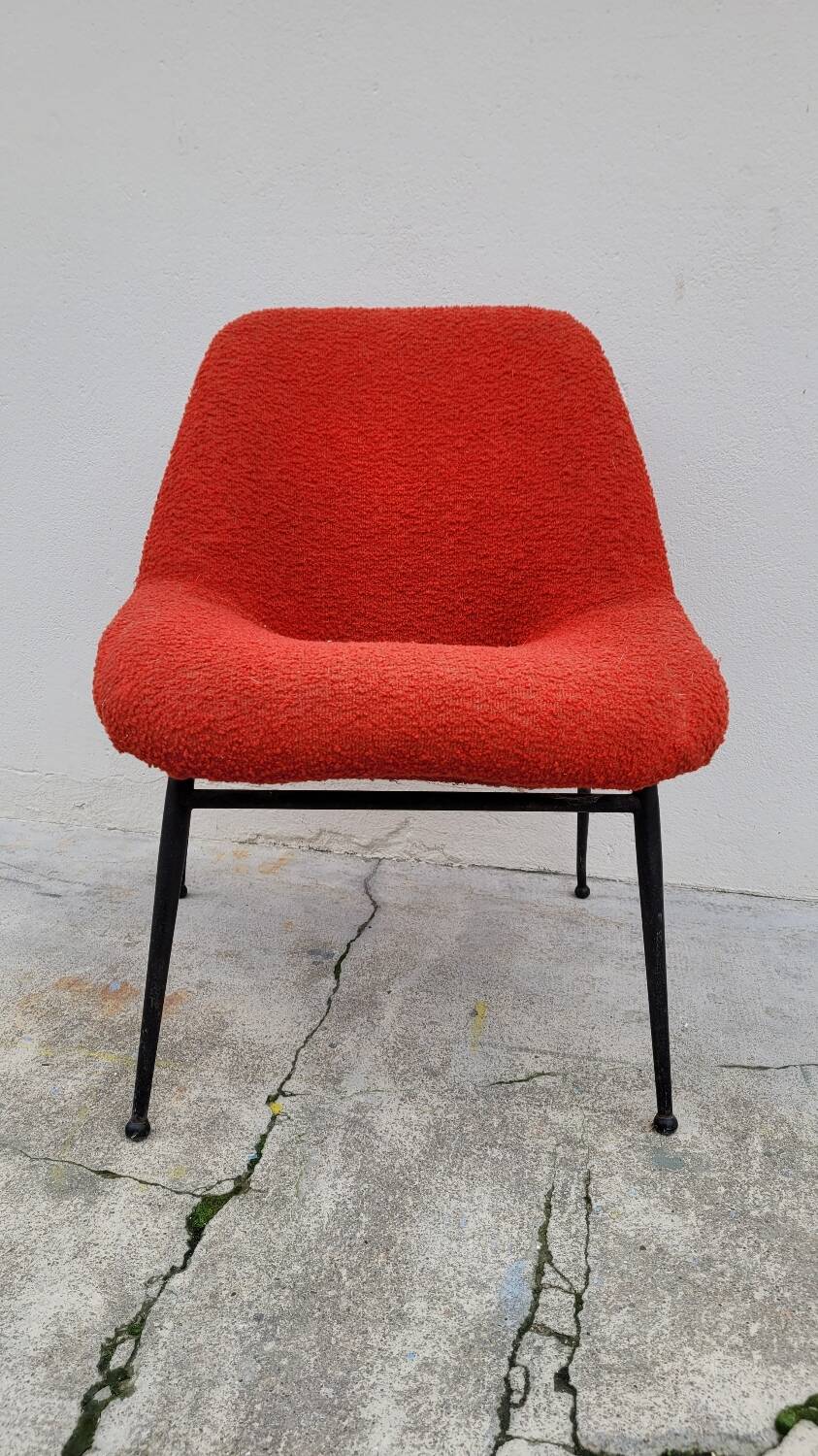 Vintage armchair in original French terry fabric - 1970s