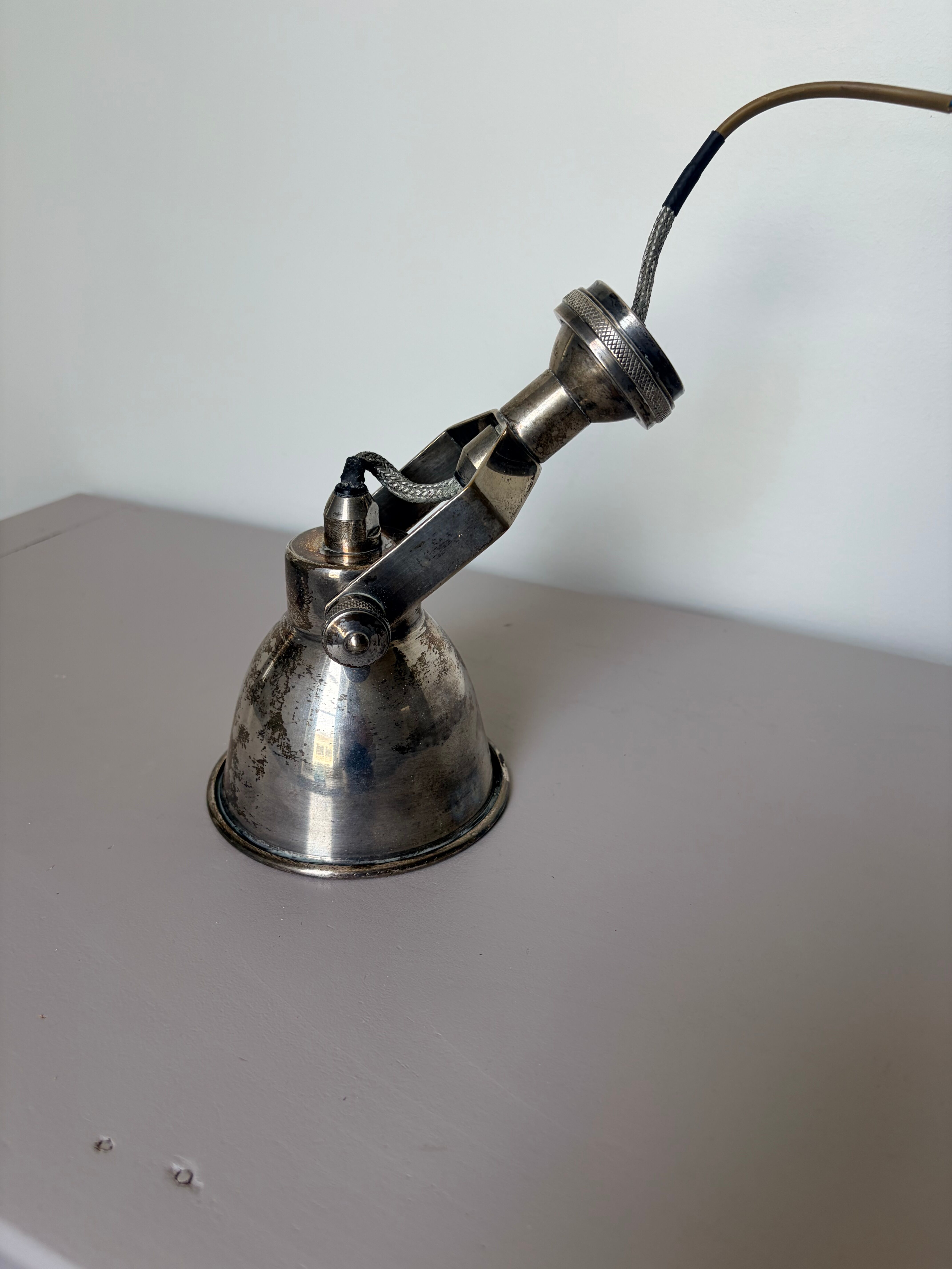 Vintage silver metal wall light 250901