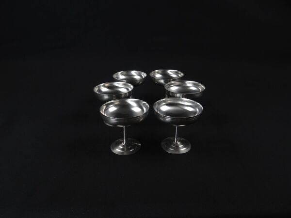 6 coupelles à glace sur pied en inox Létang Rémy en inox Made in France