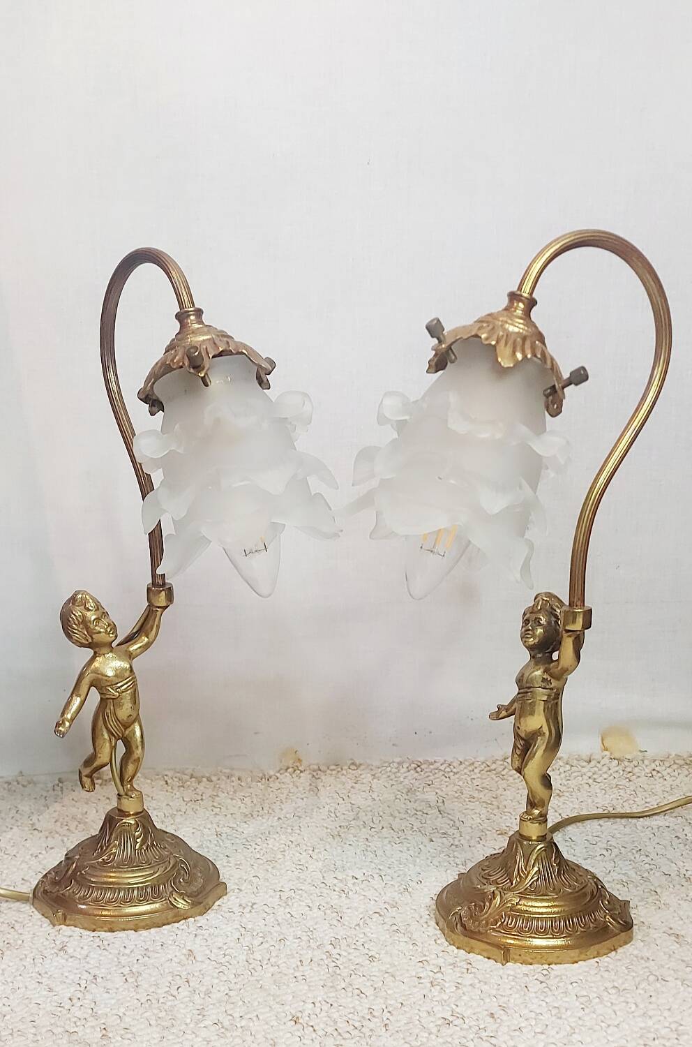 Pair of bronze table lamps