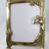 Tilting table mirror and art nouveau photo holder in bronze