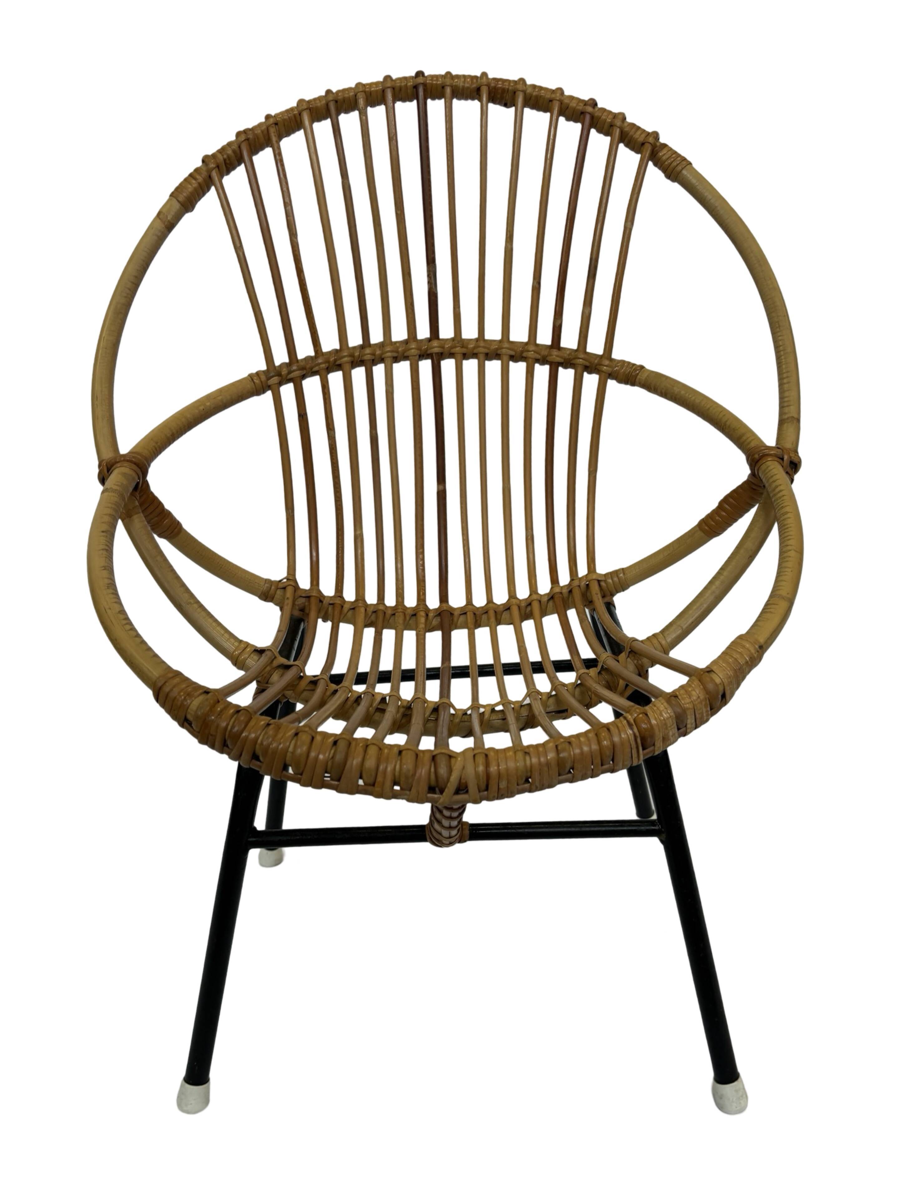 Chaise en rotin de Dirk van Sliedregt Rohe Noordwolde 1960 aux Pays-Bas