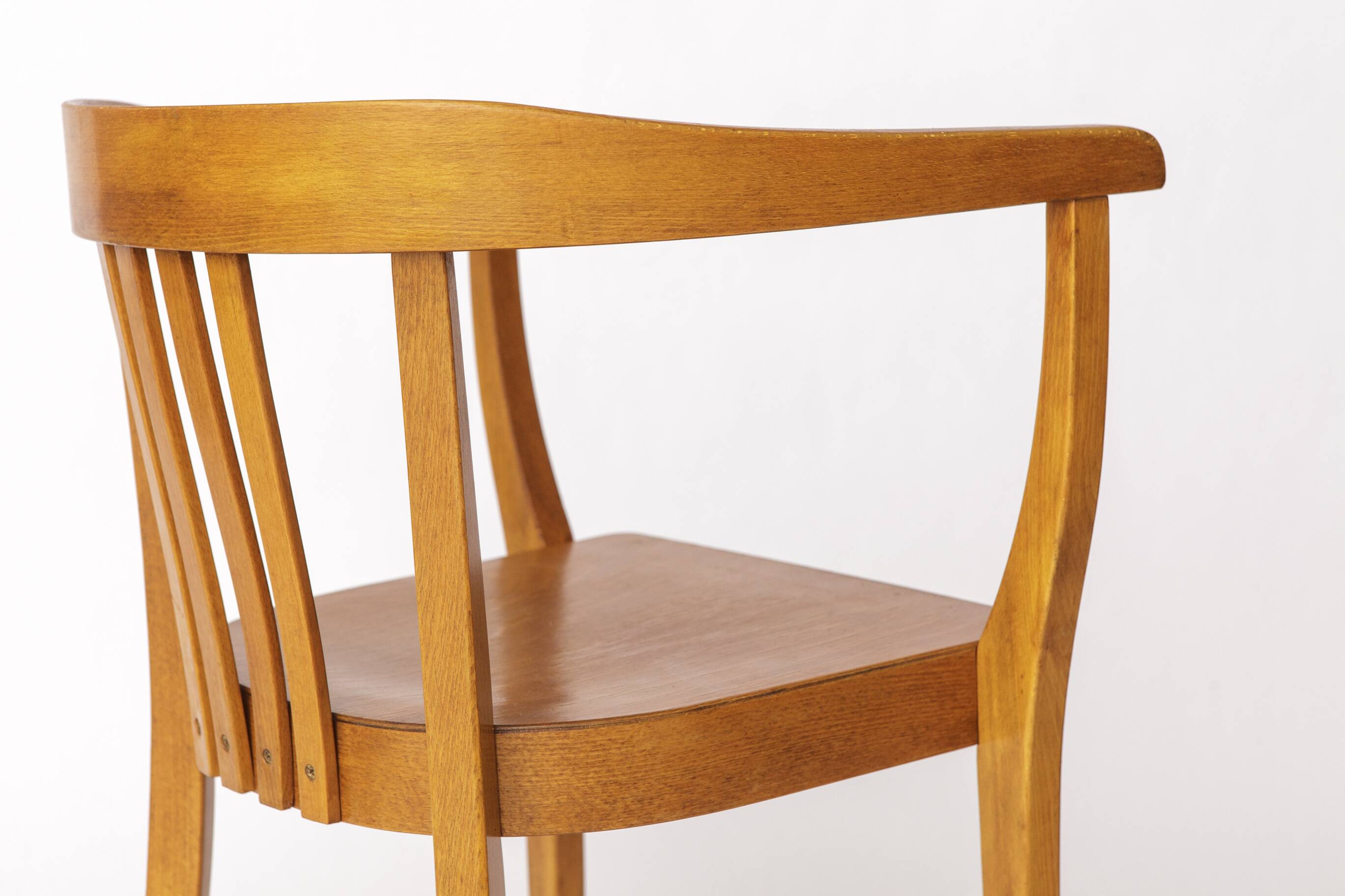 Vintage Beech Armchair – 1950s/60s German Chair – Restored Mid-Century