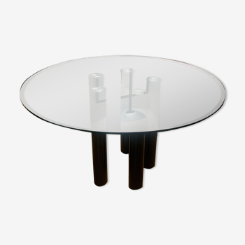 Marco Zanuso table, 5 legs high, glass top, 1982