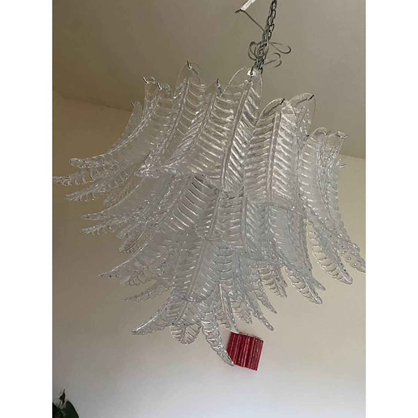 Glass Chandelier "Felce" in Clear Color Italian