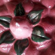 Vintage dessert plate in glazed ceramic with strawberry design, 1950s-1970s.