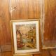 vintage oil painting venice scene * framed canvas * mid-century