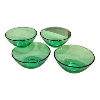 Set of 4 vintage green glass bowls