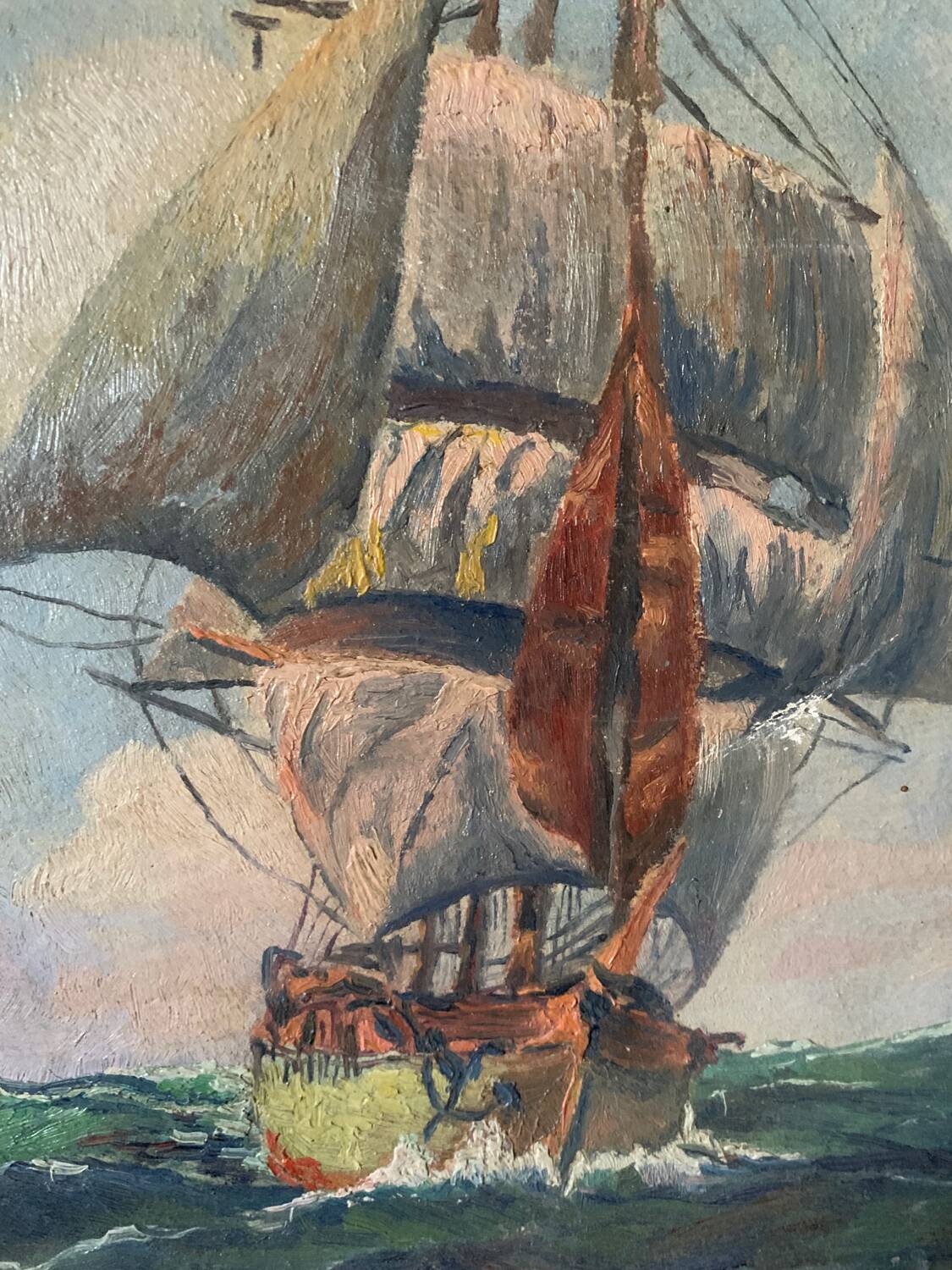 Oil painting on marine panel