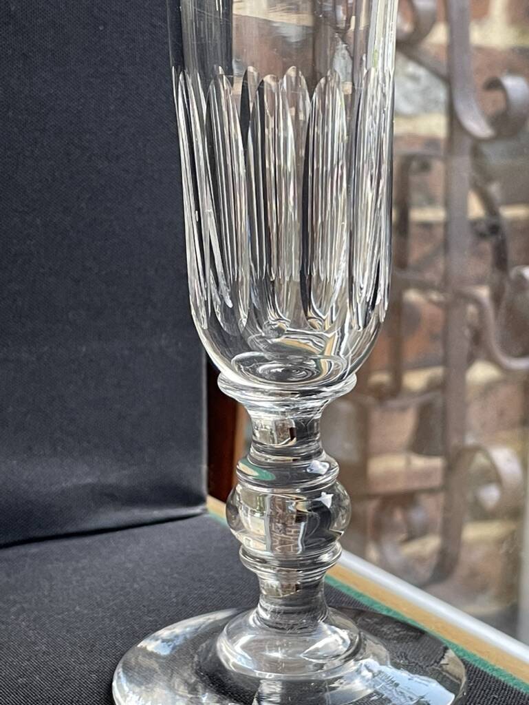 6 Champagne flutes – Baccarat/Saint Louis - Cut crystal - 19th century