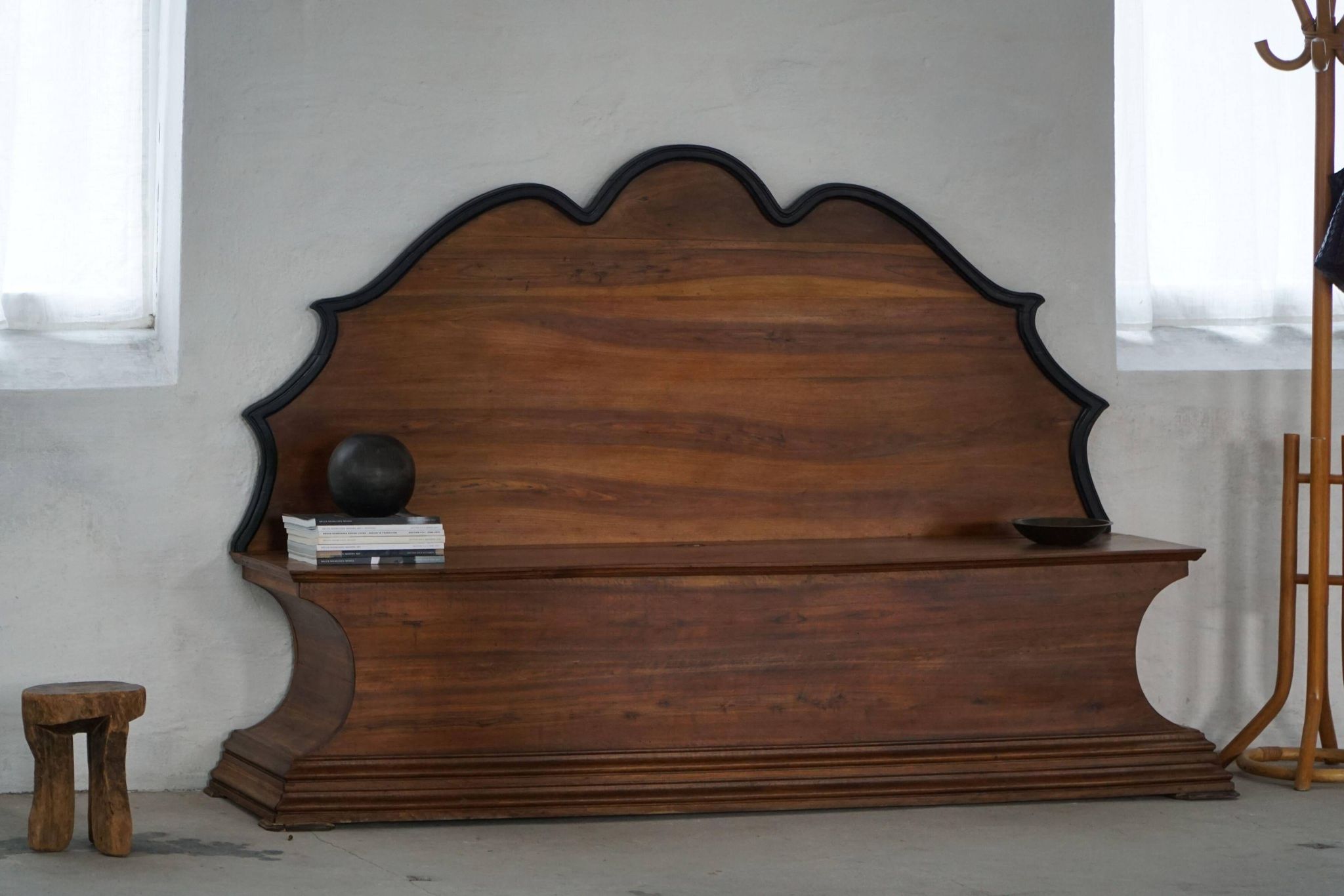 20th-century Art Deco storage bench in walnut, by a Danish cabinetmaker.