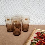 Set of 4 smoked glasses luminarc france vintage