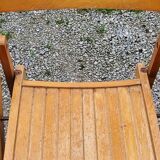 Set of 6 folding chairs in solid beech from the 70s