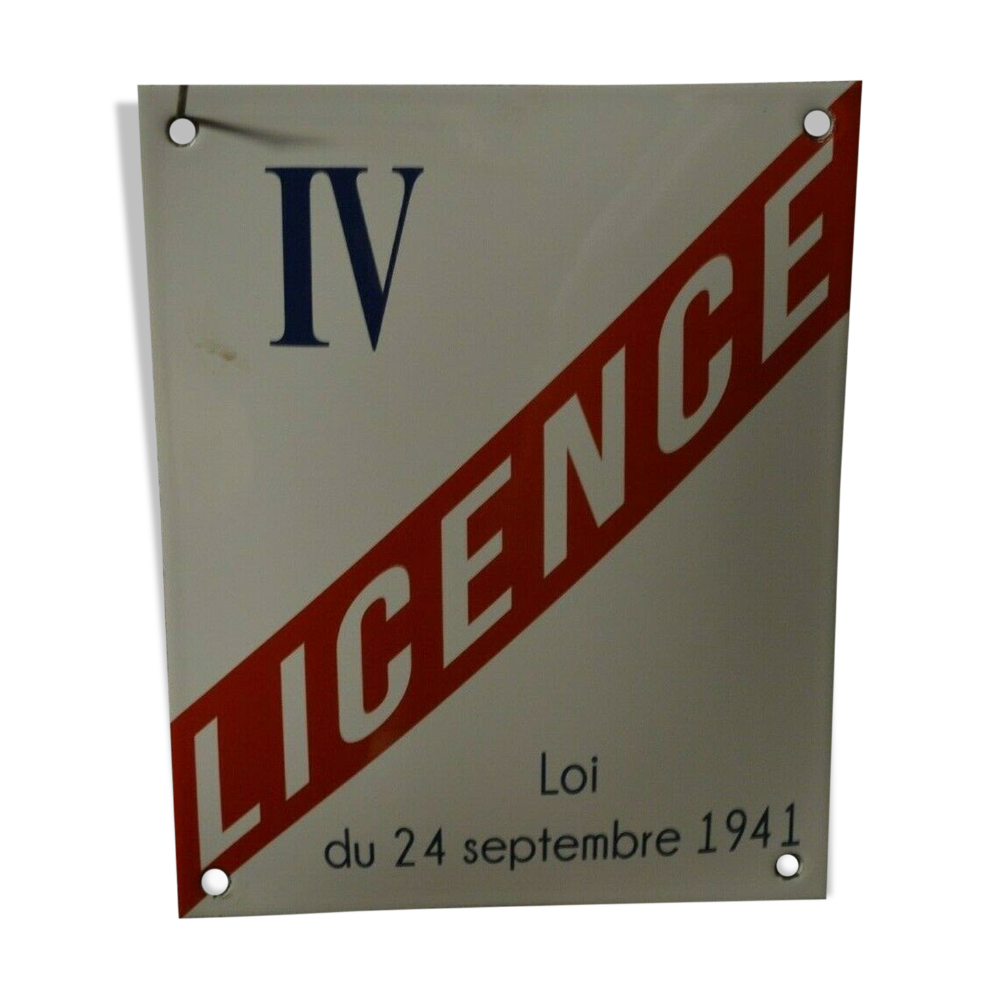 Enamel plate license IV