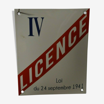 Plaque émaillée licence IV
