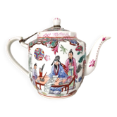 Chinese porcelain teapot flower characters