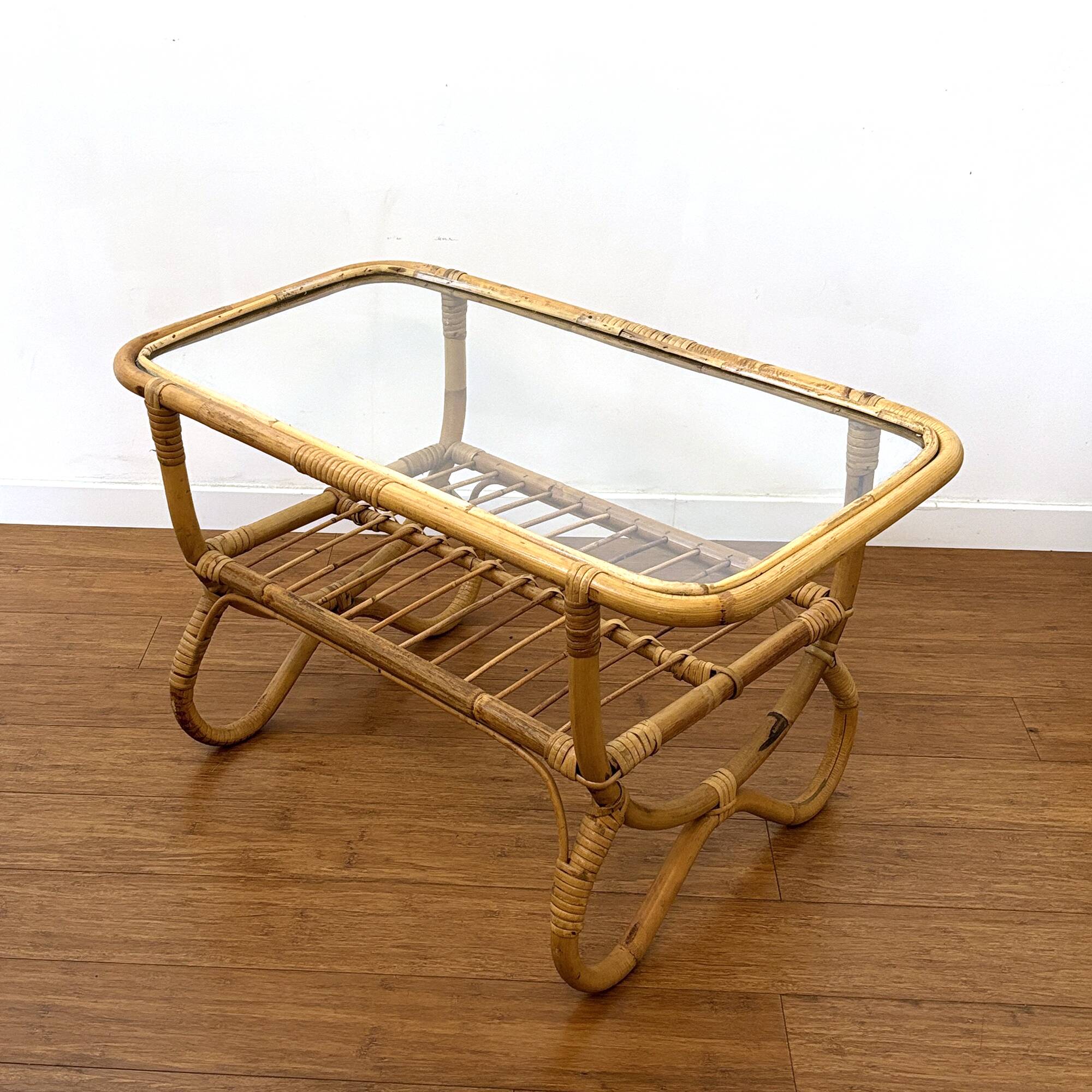 Vintage bamboo coffee table from the 1960s.