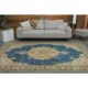 1970s Vintage Turkish Oushak Handmade Wool Cotton Orange Area Rug 205x304