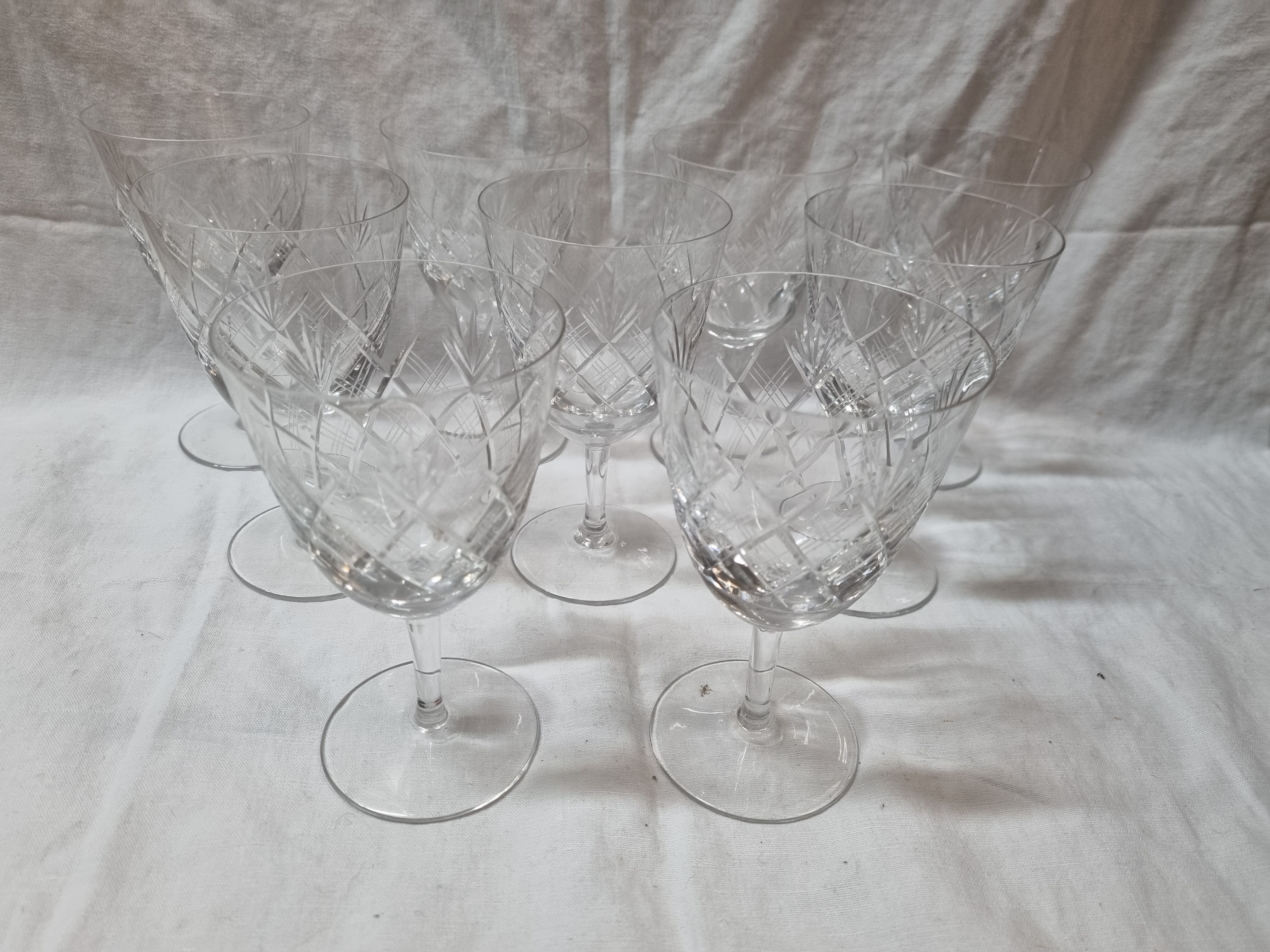 9 crystal wine glasses from 1980