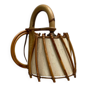 Vintage rattan wall lamp 1950