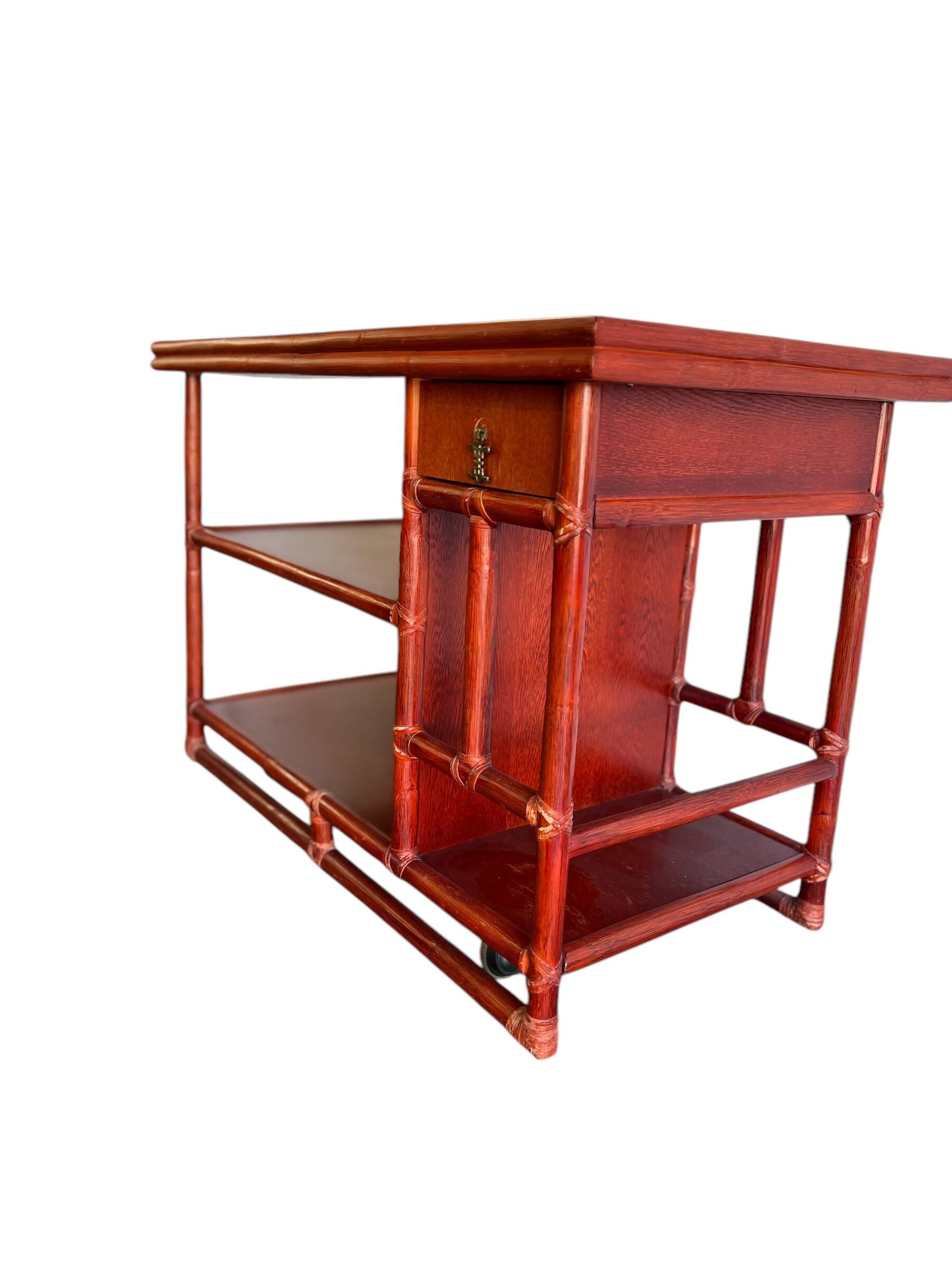 Lydia Levi coral red for McGuire Bar Cart