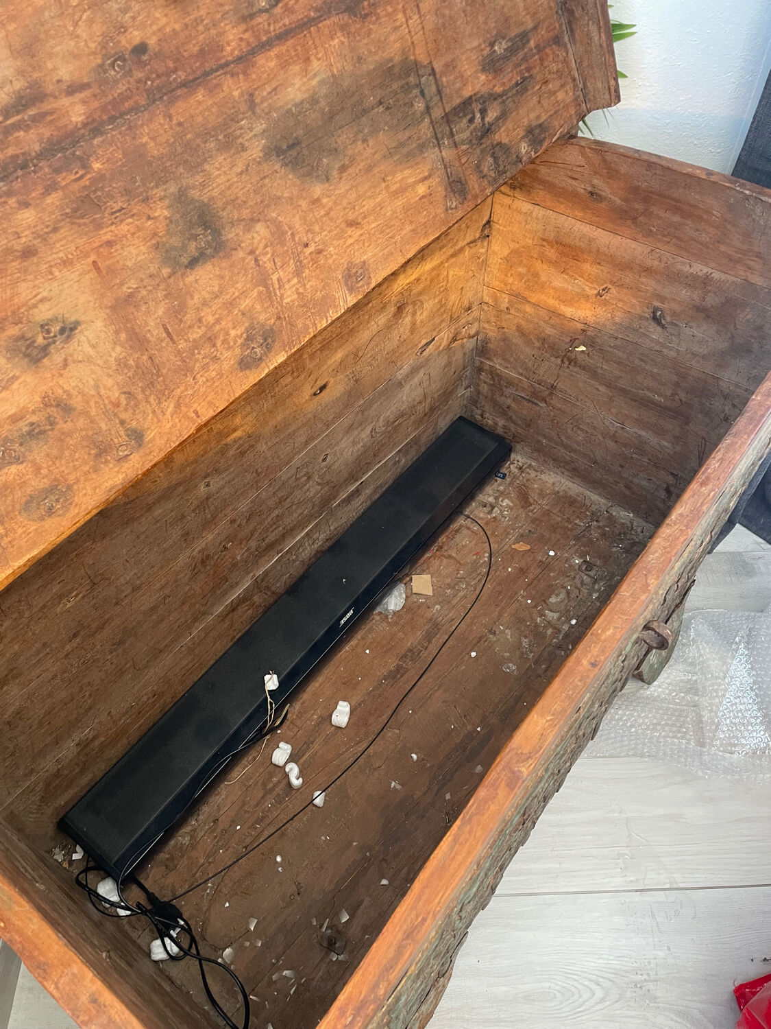 Chest with Indian wooden wheels