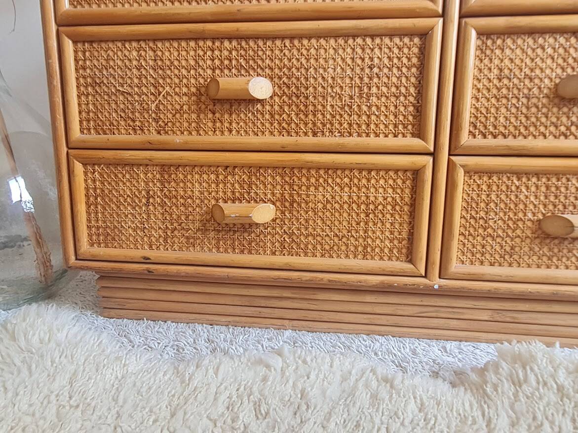 Rattan chest of drawers circa 1960s