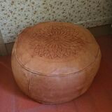 Moroccan leather pouf
