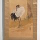 Japanese kakejiku of a coloured crane on paper – Japan, circa 1900