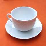 Cup and saucer for breakfast white porcelain limoges france floral decoration