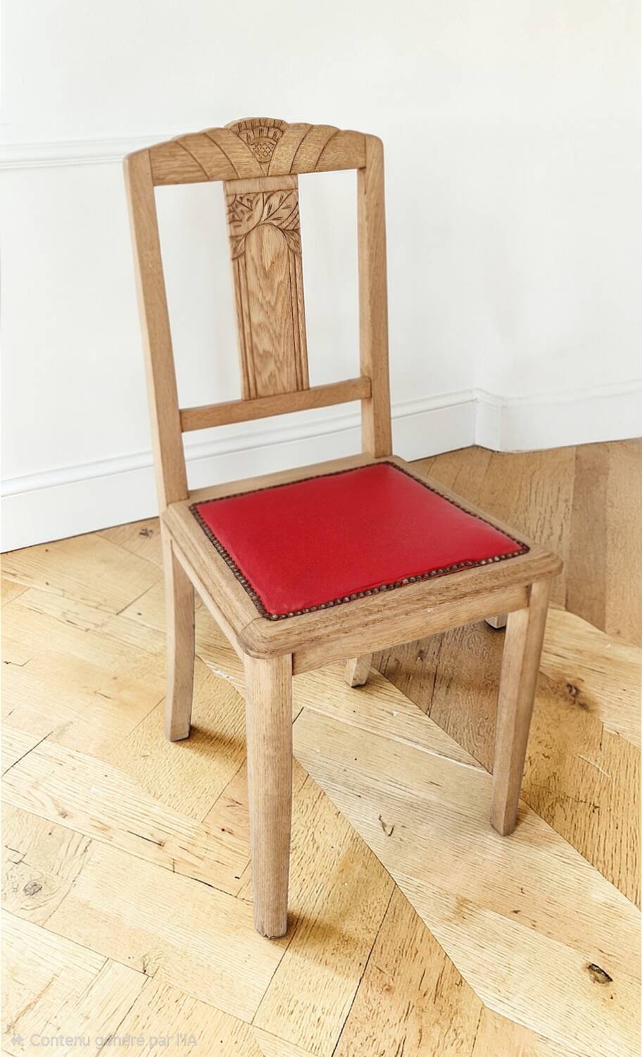 Set of 4 sculpted oak chairs – 1940s Art Deco style