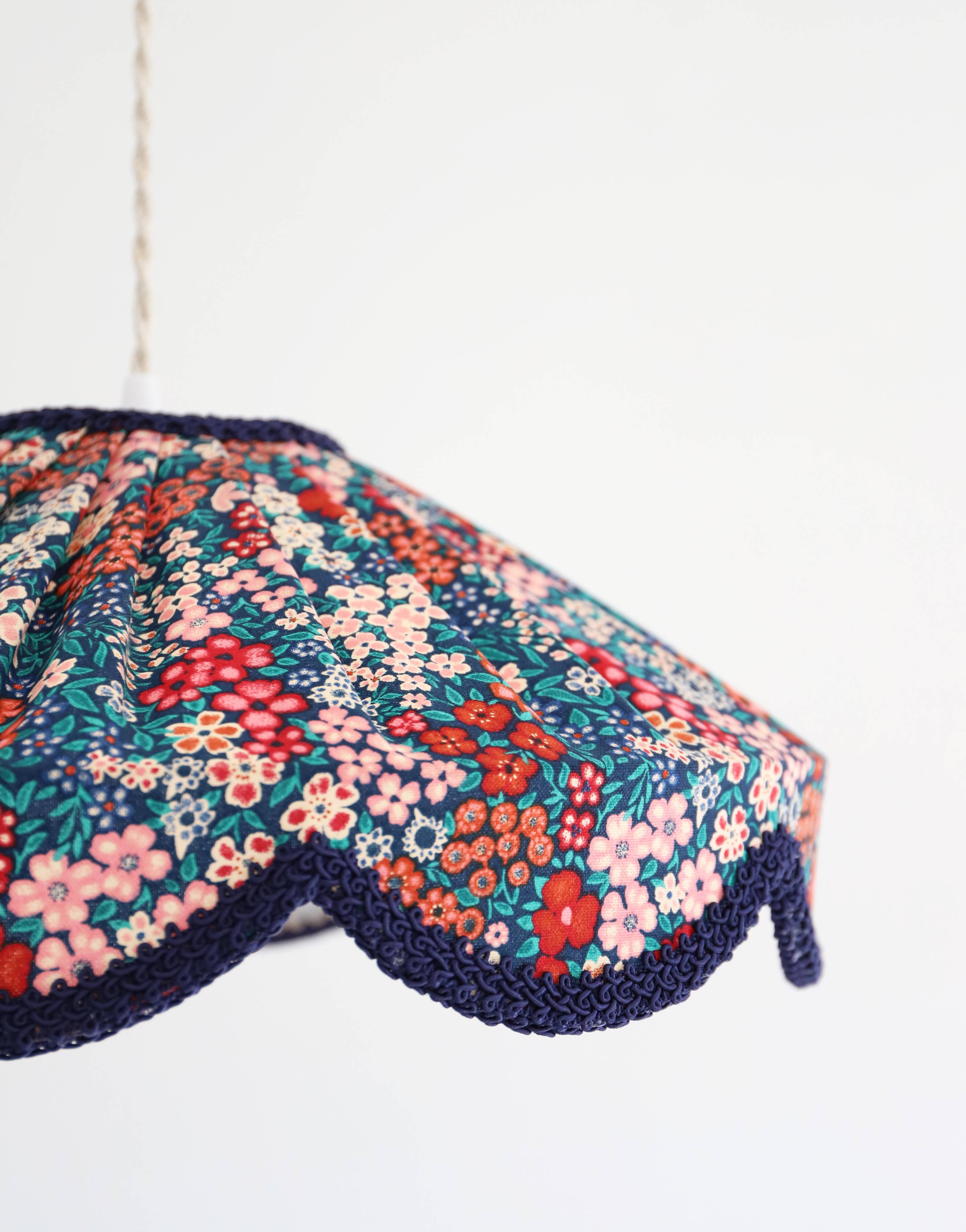 Cosette floral pendant light with "thousand flowers" print