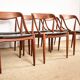 Set of 6 Danish chairs in teak and skai, model 16, Johannes Andersen.